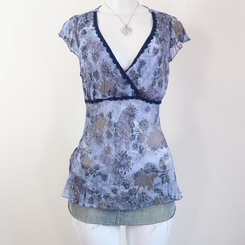 sheer mesh floral top wrap style fairycore y2k